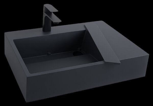 Rea Archi, umývadlo na dosku z konglomerátu 750x430x140 mm, ľavá verzia, šedá matná, REA-U4303