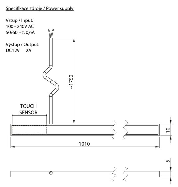 Sapho Sapho, LOREA LED pásik 101cm, 1W, studená biela, LED105