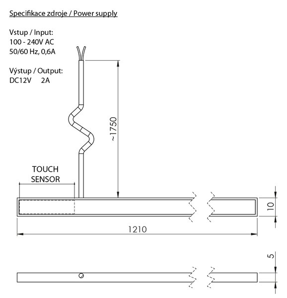 Sapho Sapho, LOREA LED pásik 121cm, 1,2W, studená biela, LED125
