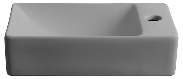 Sapho Sapho, SMALL keramické umývadlo 38x22cm, otvor pro batériu vpravo, šedá, MGT3822GR