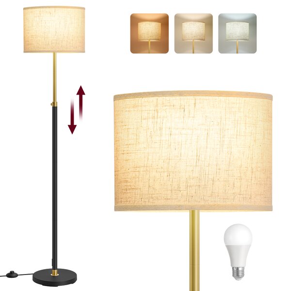 VASAGLE Stojaca lampa s nastaviteľnou výškou 140–170 cm, zlatá a čierna