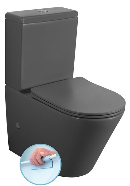 Sapho Sapho, PACO kombi WC, Rimless, spodný/zadný odpad, sivá mat, PC1012WRGR