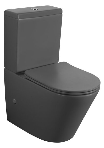 Sapho Sapho, PACO kombi WC, Rimless, spodný/zadný odpad, sivá mat, PC1012WRGR