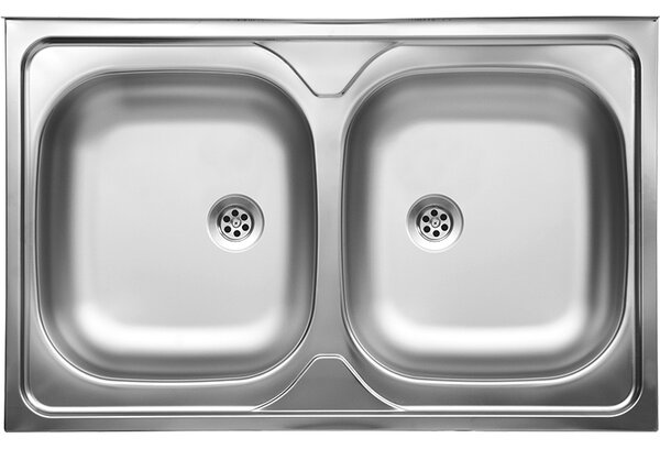 Kuchinox 50, 2-komorový nerezový drez 800x500x140 mm na prekrytie skrinky, oceľová, LAV-SK5_020T