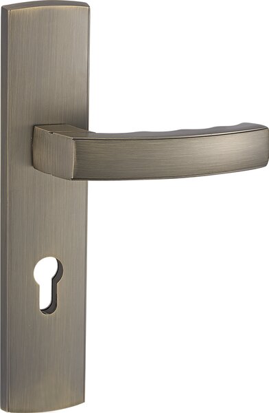 Kuchinox Auris, exteriérová kľučka na dvere na dlhom kovaní pre cylindrickú vložku, patina, LAV-KZA_4M2A