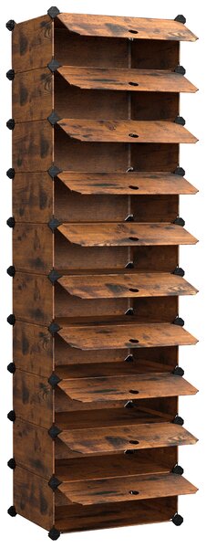 SONGMICS Modulárna botníková skriňa s 10 priehradkami 43 x 173 x 31 cm, hnedá
