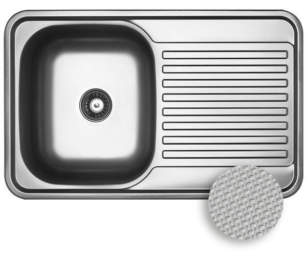 Kuchinox Faro, 1-komorový nerezový drez 780x480x185 mm, drážkovaný povrch, oceľová, LAV-SKH_311T
