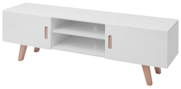 Stolík pod TV, MDF 150x35x48,5 cm, vysoký lesk, biely