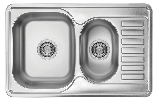 Kuchinox Junak, 1.5-komorový nerezový drez 780x500x190 mm s odkvapkávačom, hladký povrch, oceľová, LAV-SQA_033T
