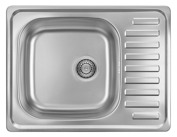Kuchinox Junak, 1-komorový nerezový drez 650x500x175 mm s odkvapkávačom, hladký povrch, oceľová, LAV-SQA_013T