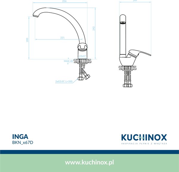 Kuchinox Inga, stojanková drezová batéria s F-výlevka, béžová, LAV-BKN_467D