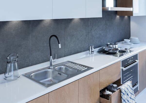Kuchinox Junak, 1.5-komorový nerezový drez 780x500x190 mm s odkvapkávačom, hladký povrch, oceľová, LAV-SQA_033T