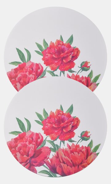 Sinsay - Okrúhle prestieranie s kvetinovým motívom 2 pack - fuksiová
