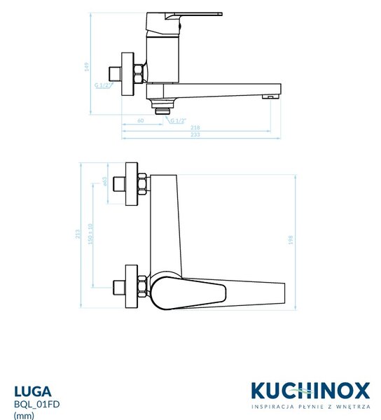 Kuchinox Luga, vaňová batéria s otočným výtokom, chrómová, LAV-BQL_01FD