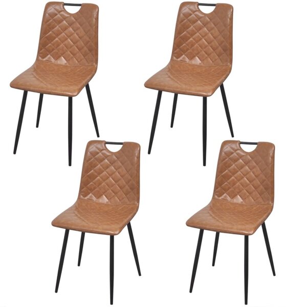Jedálenské stoličky 4 ks, svetlohnedé, umelá koža