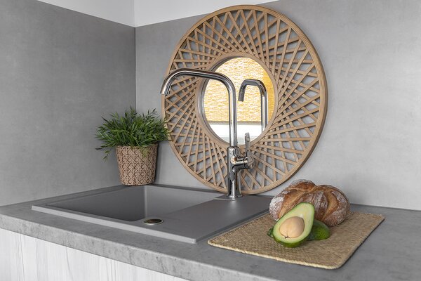 Kuchinox Rab, 1-komorový granitový drez 560x440x175 mm s odkvapkávačom, šedá matná, LAV-SBF_513Y