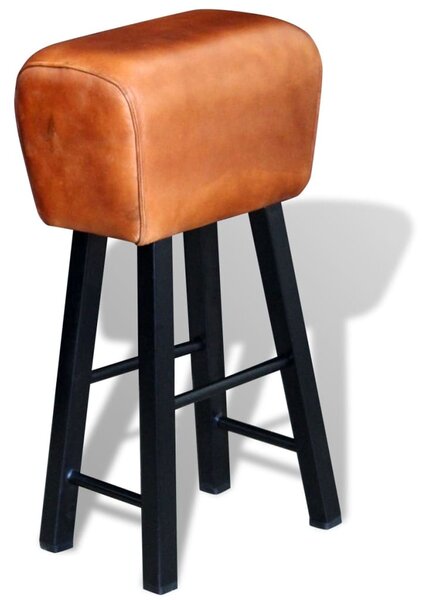 Barová stolička, čierno hnedá, pravá koža