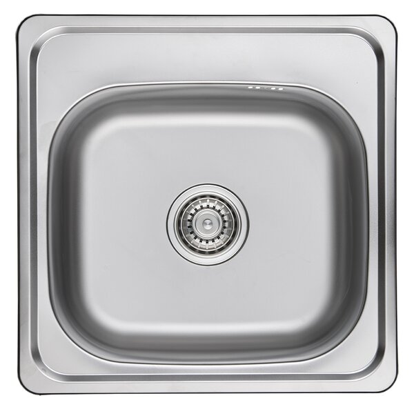 Kuchinox Standard, 1-komorový nerezový drez 475x475x180 mm, hladký dekor, oceľová, LAV-SKS_010T