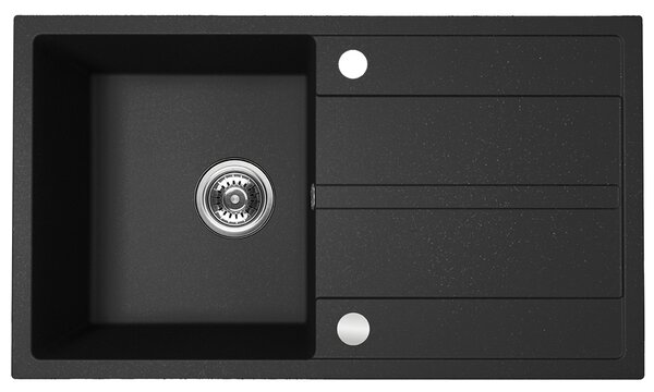 Kuchinox Viti, 1-komorový granitový drez 760x440x175 mm + sifón, čierna škvrnitá, LAV-SBX_711Y