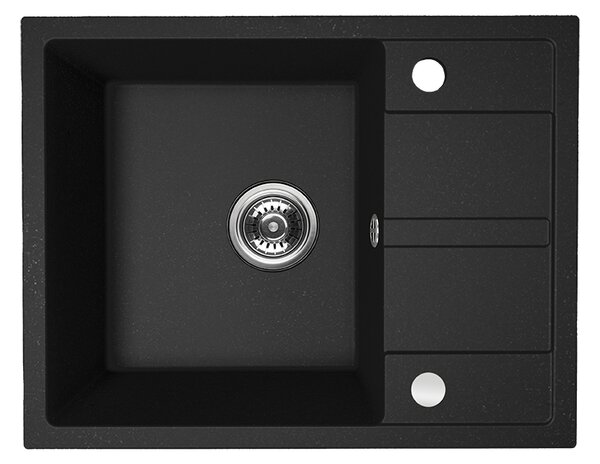 Kuchinox Viti, 1-komorový granitový drez 560x440x175 mm + sifón, čierna škvrnitá, LAV-SBX_713Y