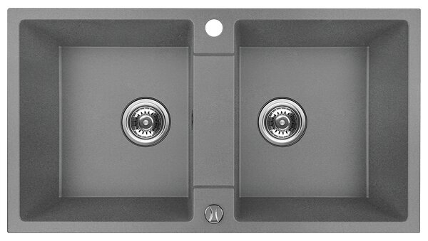 Kuchinox Rab, 2-komorový granitový drez 800x440x186 mm, šedá, LAV-SBF_520Y