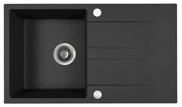 Kuchinox Laut, 1-komorový granitový drez 760x440x174 mm + sifón, čierna škvrnitá, LAV-SBZ_711Y