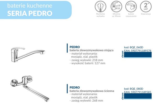 Kuchinox Pedro, nástenná vaňová batéria s ručnou sprchovou súpravou, chrómová, LAV-BQE_011D