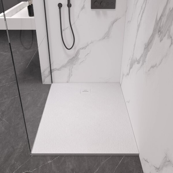 Erga Hyper, SMC sprchová vanička 90x70x2,6 cm + sifón, biela matná, ERG-V06-SMC-7090S-WH