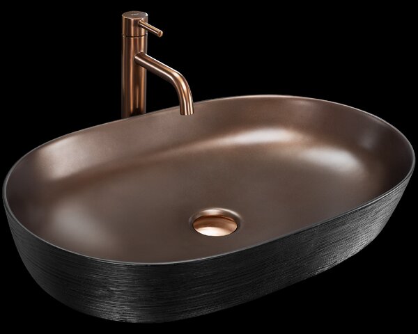 Rea Cleo, umývadlo na dosku 605x410x140 mm, medená matná-čierna, REA-U6383