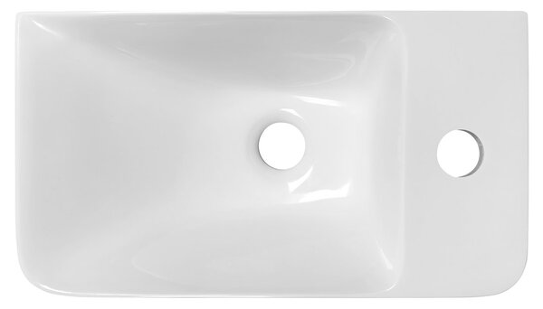 Sapho Sapho, ZORBA umývátko 40x22cm, liatý mramor, batéria vpravo, biela, ZB402