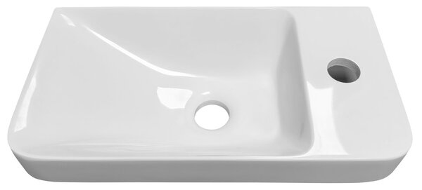 Sapho Sapho, ZORBA umývátko 40x22cm, liatý mramor, batéria vpravo, biela, ZB402