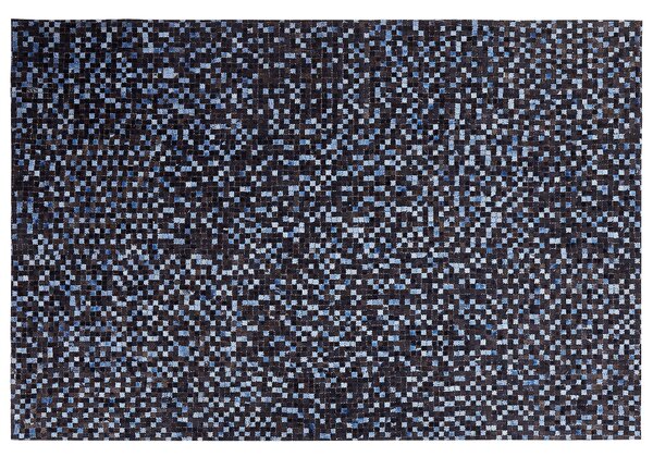 Kožený koberec hnedý a modrý kožený 140 x 200 cm obdĺžnikový patchworkový boho doplnky