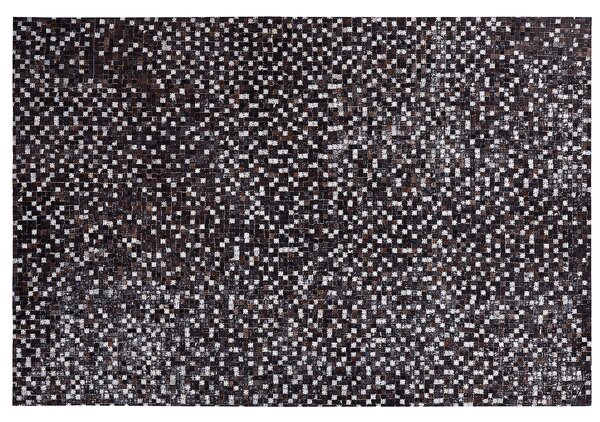 Koberec hnedý a strieborný kožený 140 x 200 cm patchworkový dizajn rustikálny štýl