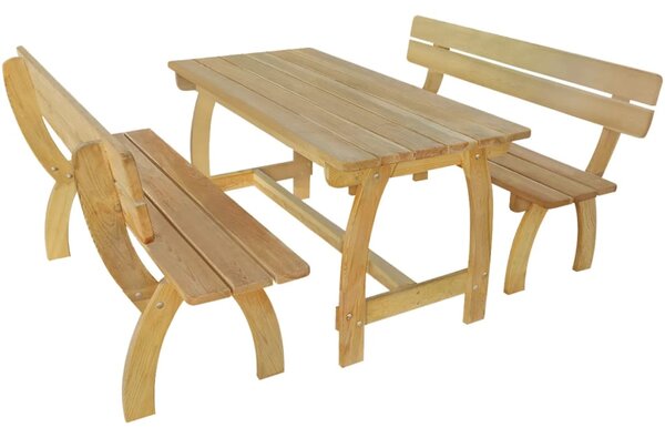 Pivný stôl s 2 lavicami, impregnovaná borovica