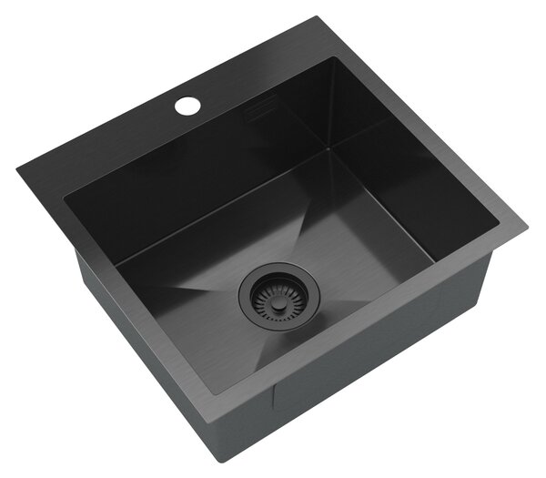 Gamma Gamma, 1-komorový oceľový drez 480x450x210 mm, čierna, GMA-S4845-BK