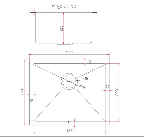 Gamma Gamma, 1-komorový nerezový drez 540x440x210 mm, čierna, GMA-S5444-BK