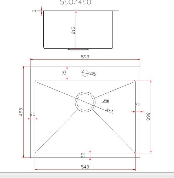 Gamma Gamma, 1-komorový oceľový drez 600x500x210 mm, zlatá matná, GMA-S6050-GD
