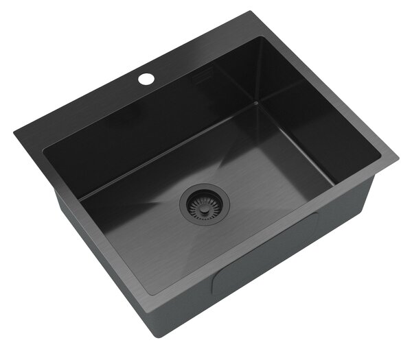 Gamma Gamma, 1-komorový oceľový drez 600x500x210 mm, čierna, GMA-S6050-BK