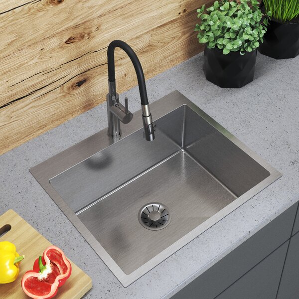 Gamma Gamma, 1-komorový oceľový drez 600x500x210 mm, brúsená oceľ, GMA-S6050-CH
