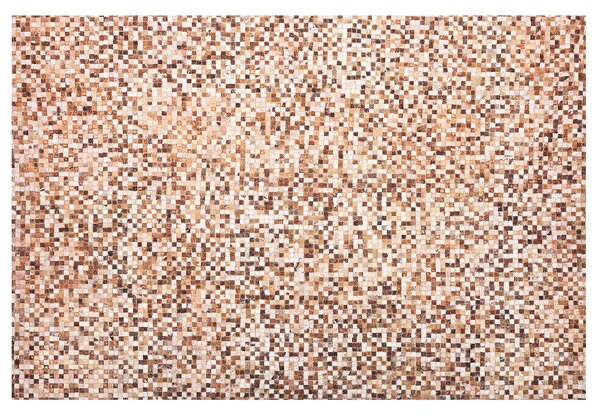 Koberec z hovädzej kože hnedý kožený 160 x 230 cm patchworkový ručne vyrobený moderný boho