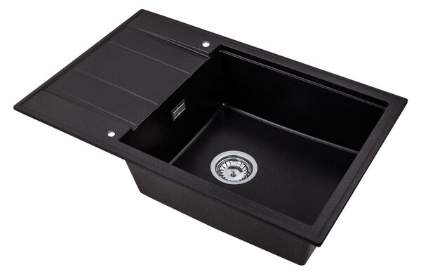 Gamma Modern 8010, 1-komorový granitový drez 800x500x210 mm, čierna so zlatými bodmi, GMA-ZM-8010-GD