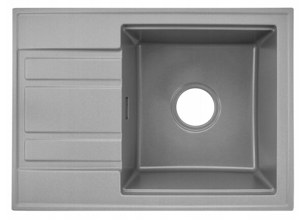 Gamma Modern 6040, 1-komorový granitový drez 580x420x185 mm s krátkym odkvapkávačom, šedá, GMA-ZM-6040-G