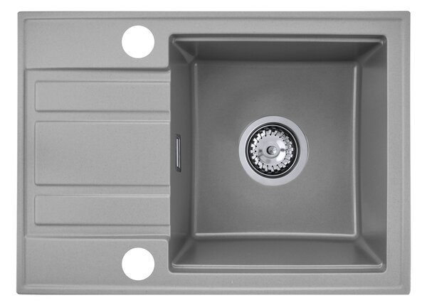 Gamma Modern 6040, 1-komorový granitový drez 580x420x185 mm s krátkym odkvapkávačom, šedá, GMA-ZM-6040-G