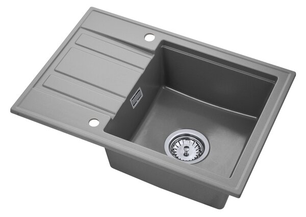 Gamma Modern 6040, 1-komorový granitový drez 580x420x185 mm s krátkym odkvapkávačom, šedá, GMA-ZM-6040-G