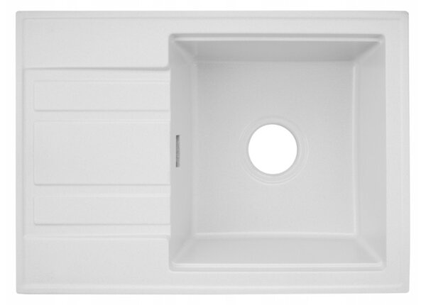 Gamma Modern 6040, 1-komorový granitový drez 580x420x185 mm s krátkym odkvapkávačom, biela, GMA-ZM-6040-WH