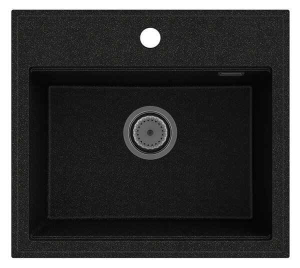 Gamma Modern 5055, 1-komorový granitový drez 560x500x210 mm, čierna so zlatými bodmi, GMA-ZM-55-GD