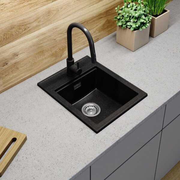 Gamma Modern 4050, 1-komorový granitový drez 400x500x180 mm, čierna škvrnitá, GMA-ZM-4050-BP