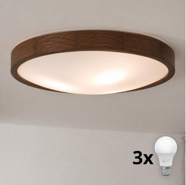 Brilagi - LED stropné svietidlo CARVALHO SLIM 3xE27/15W/230V dub/orech priem. 47 cm