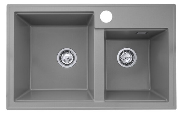 Gamma Modern 8020, 2-komorový granitový drez 795x495x210 mm, šedá, GMA-KAT00048
