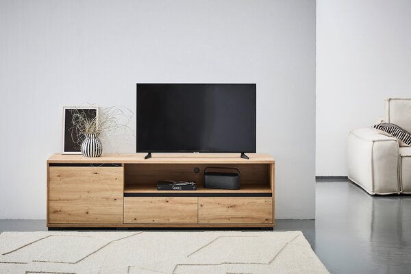 NÍZKA KOMODA, antracitová, farba duba, 180/55/48 cm Carryhome - TV nábytok